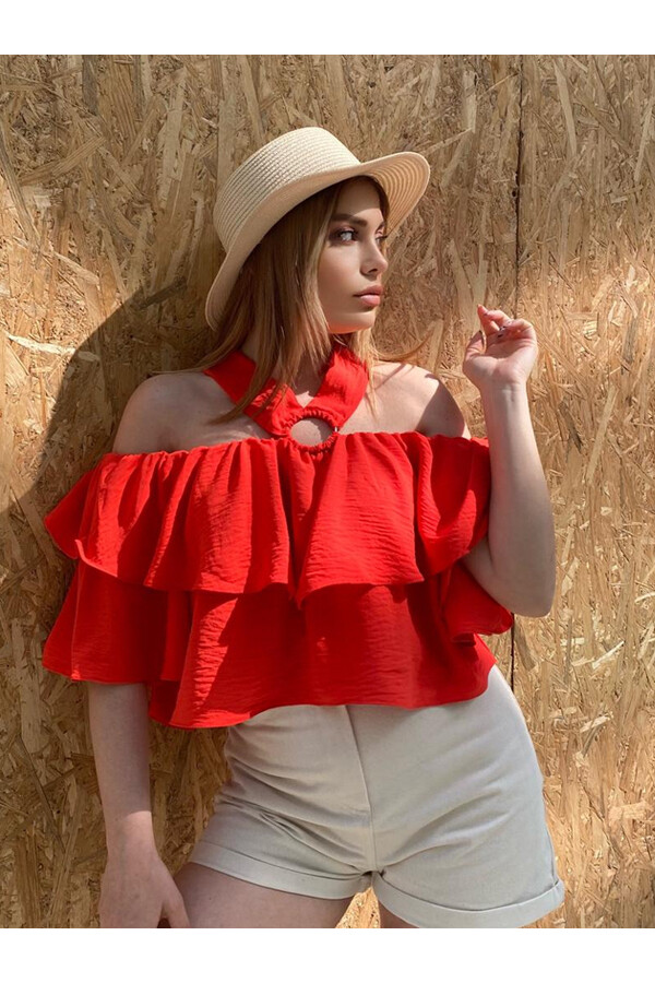 Kadın Aerobin Çapraz Detay Bluz 