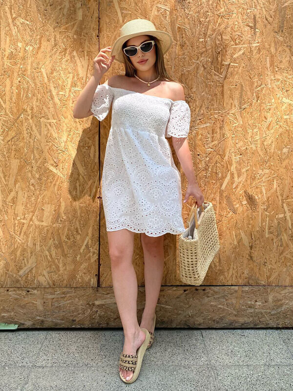 Kadın Beyaz Astarlı Fisto Elbise 