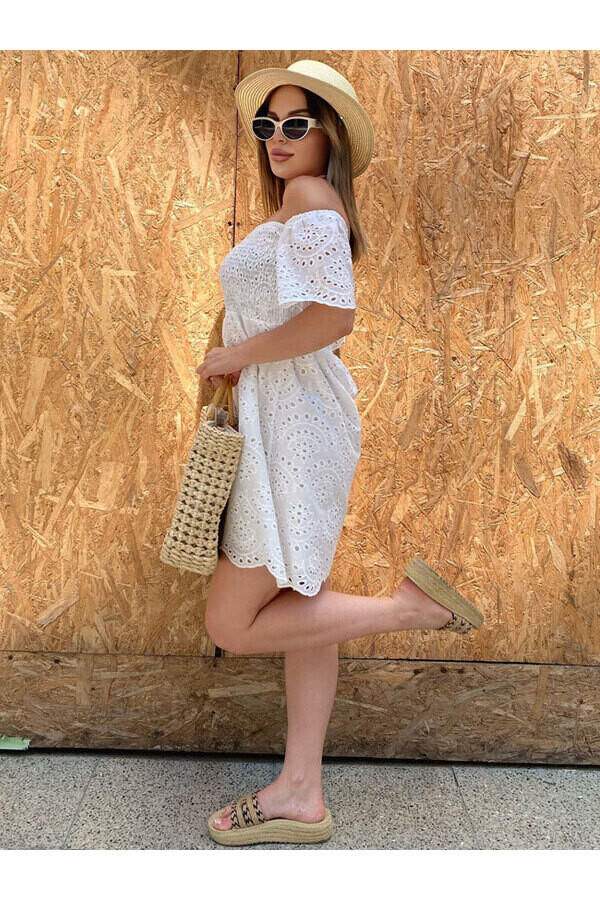 Kadın Beyaz Astarlı Fisto Elbise 