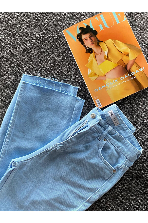 Kadın Mavi Ekstra Yüksek Bel Palazzo Jean 