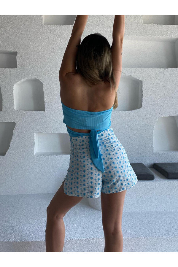 Kadın Yüksek Bel Nakışlı Fisto Şort 