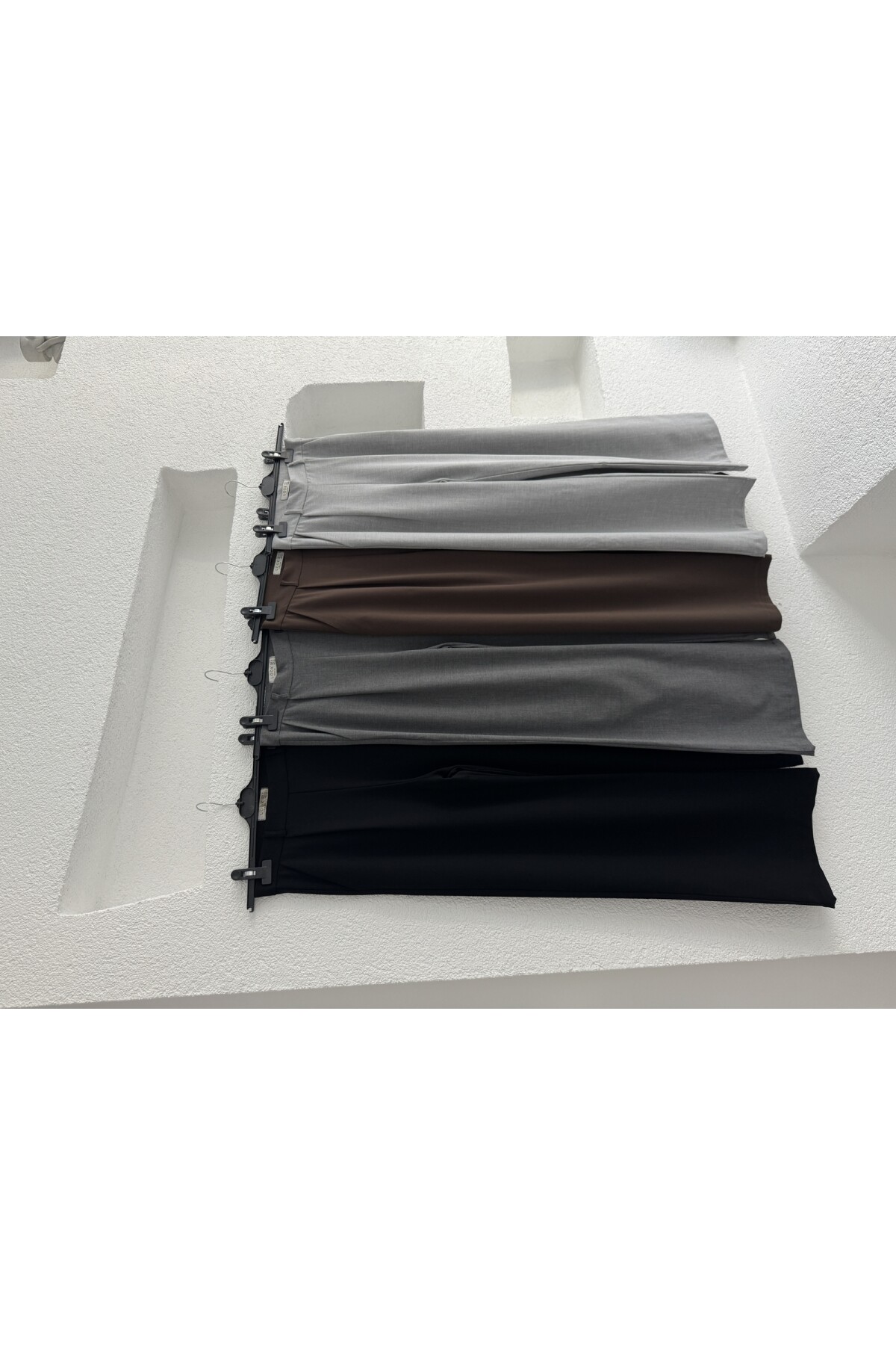 Gri Poliviskon Kumaş Pileli Palazzo Kesim Pantolon