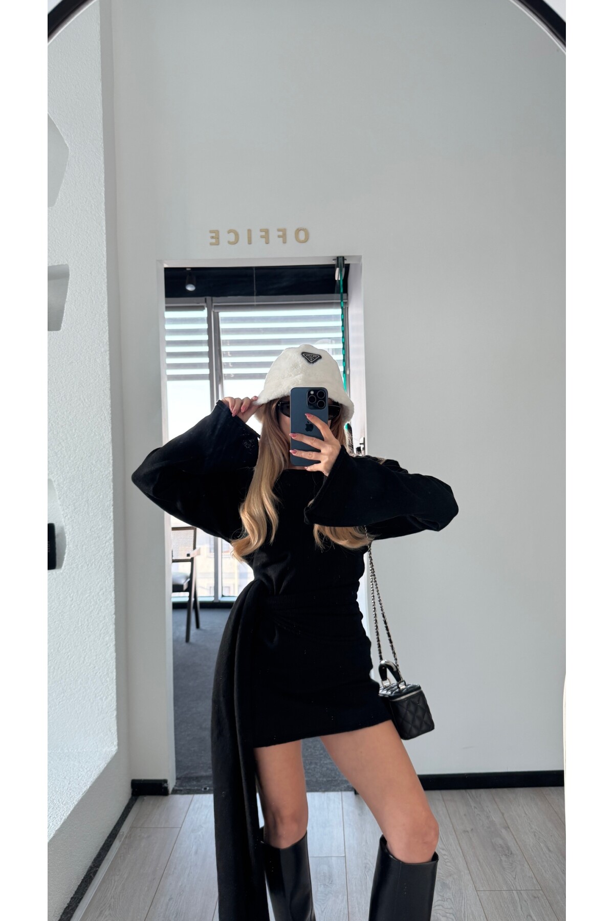 Bağlamalı Yün Karışımlı Triko Elbise