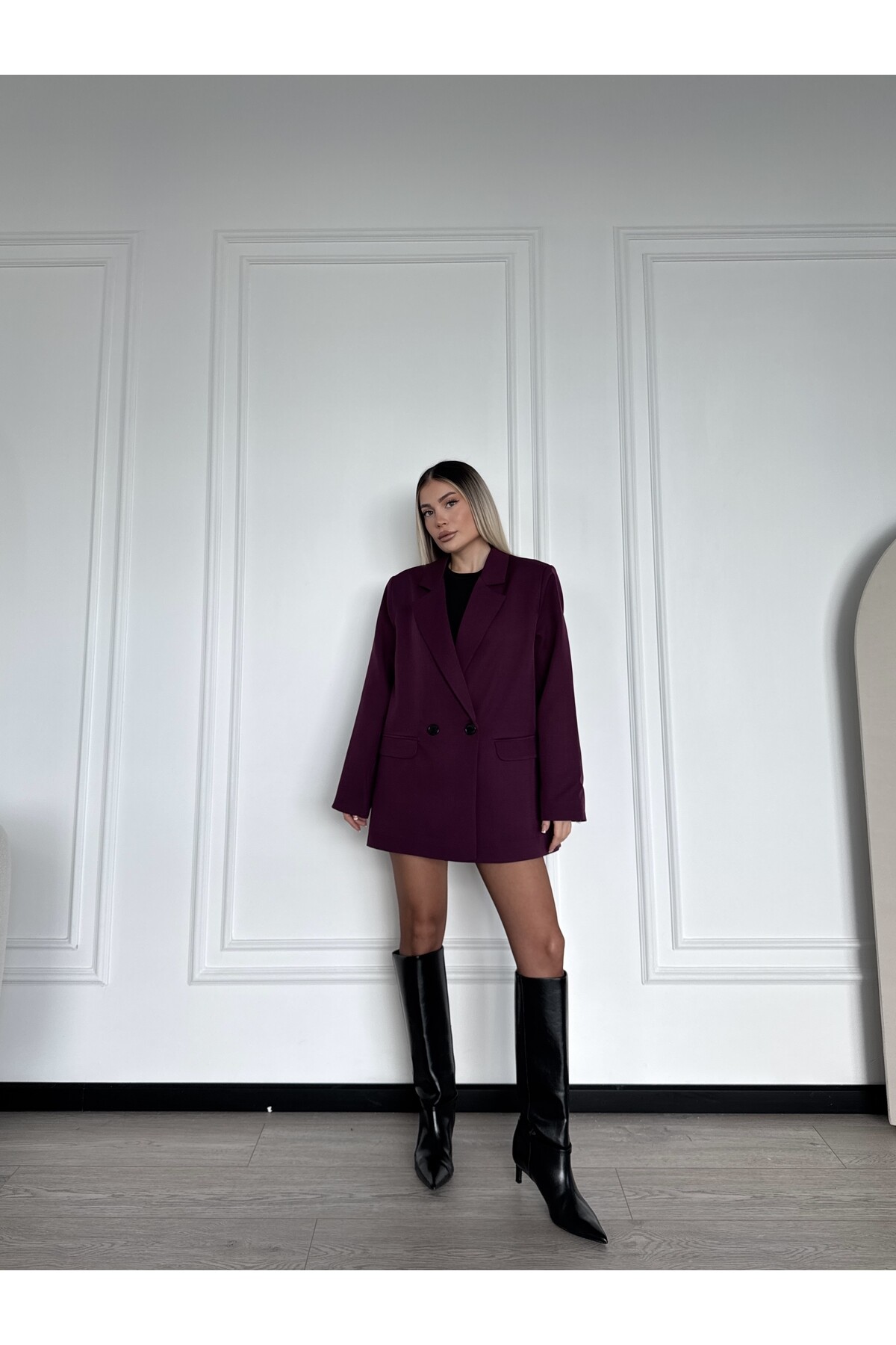 Çift Düğmeli Vatkalı Blazer Ceket