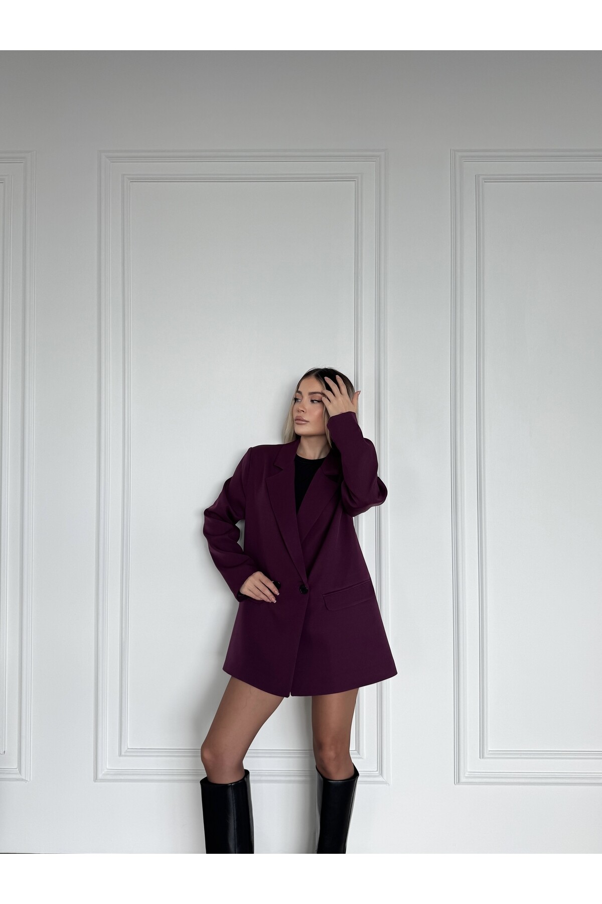 Çift Düğmeli Vatkalı Blazer Ceket