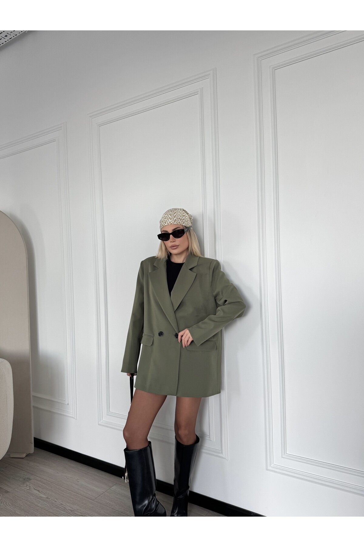 Çift Düğmeli Vatkalı Blazer Ceket