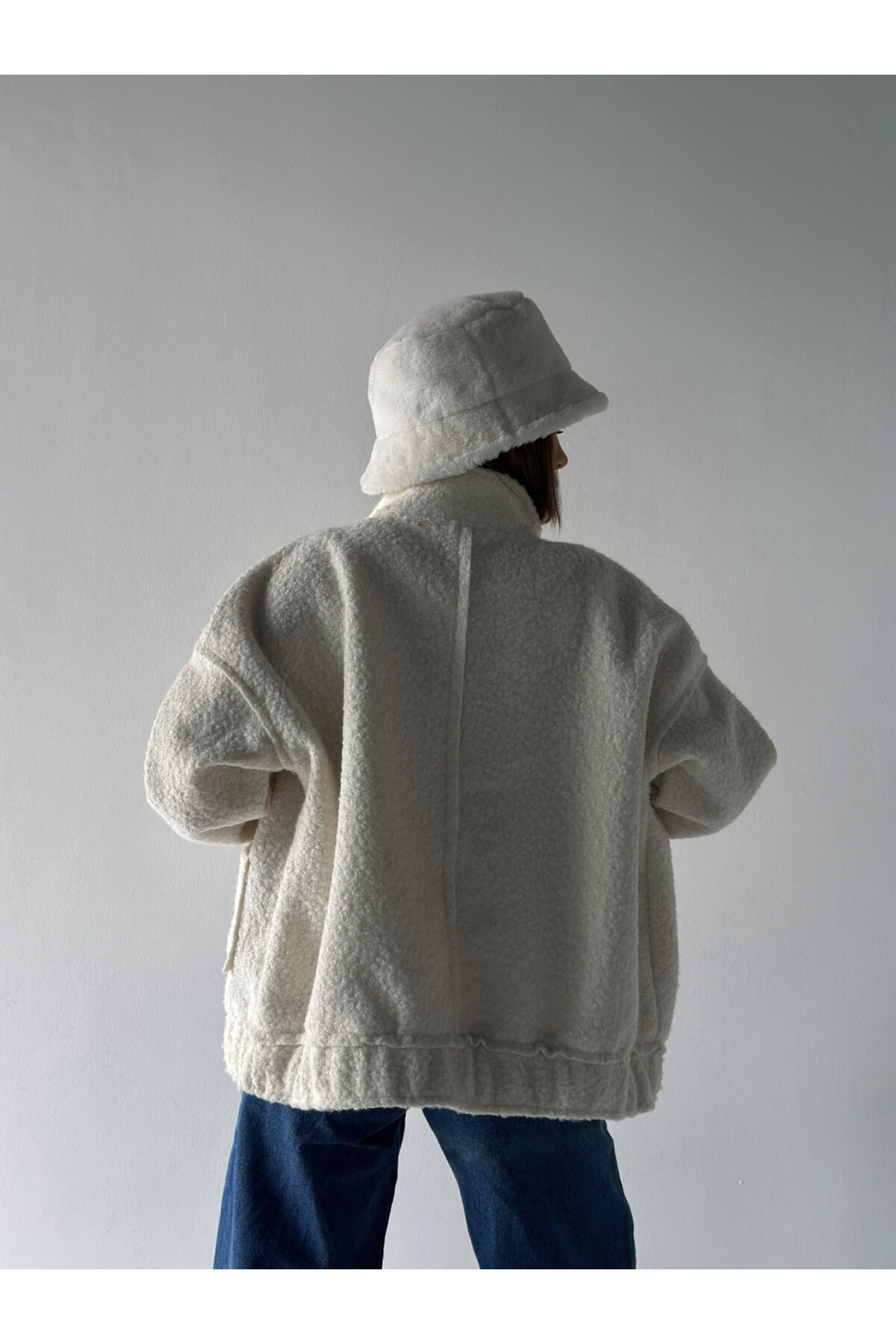 Ekru Büyük Cepli Buklet Bomber Ceket