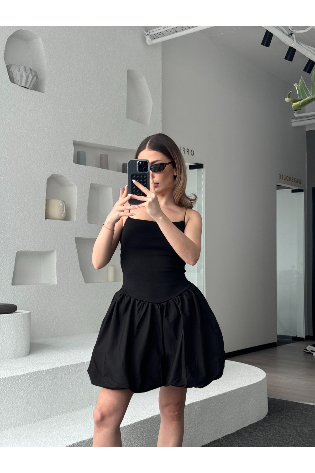 Kadın Balon Etekli Askılı Elbise