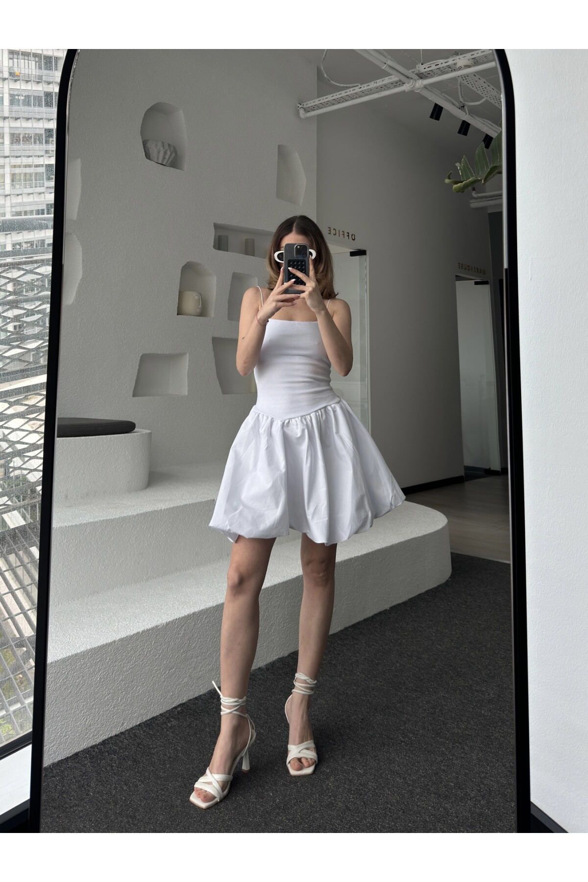 Kadın Balon Etekli Askılı Elbise