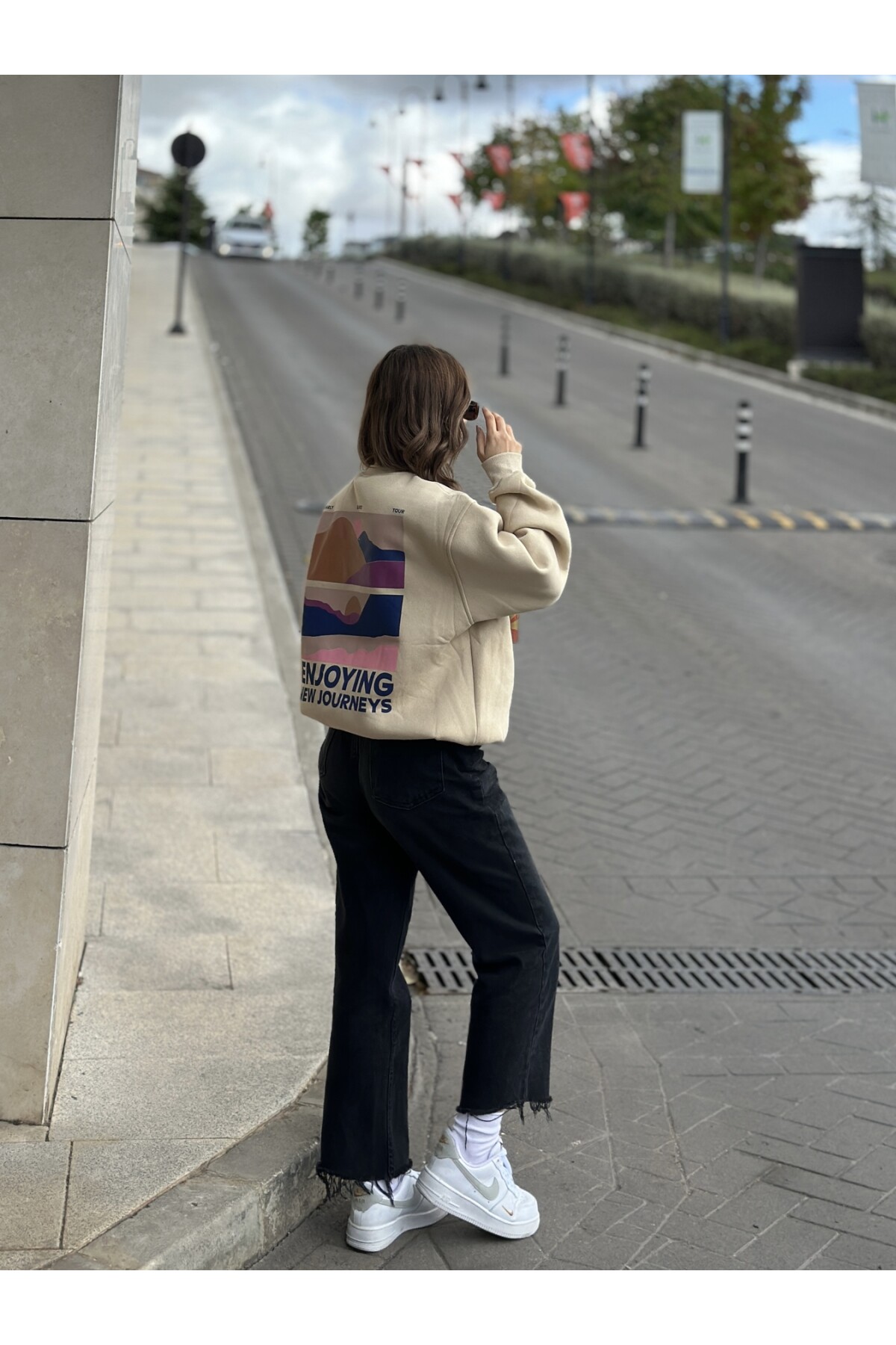 Kadın Basic 3 İplik Şardonlu Oversize Sweatshirt