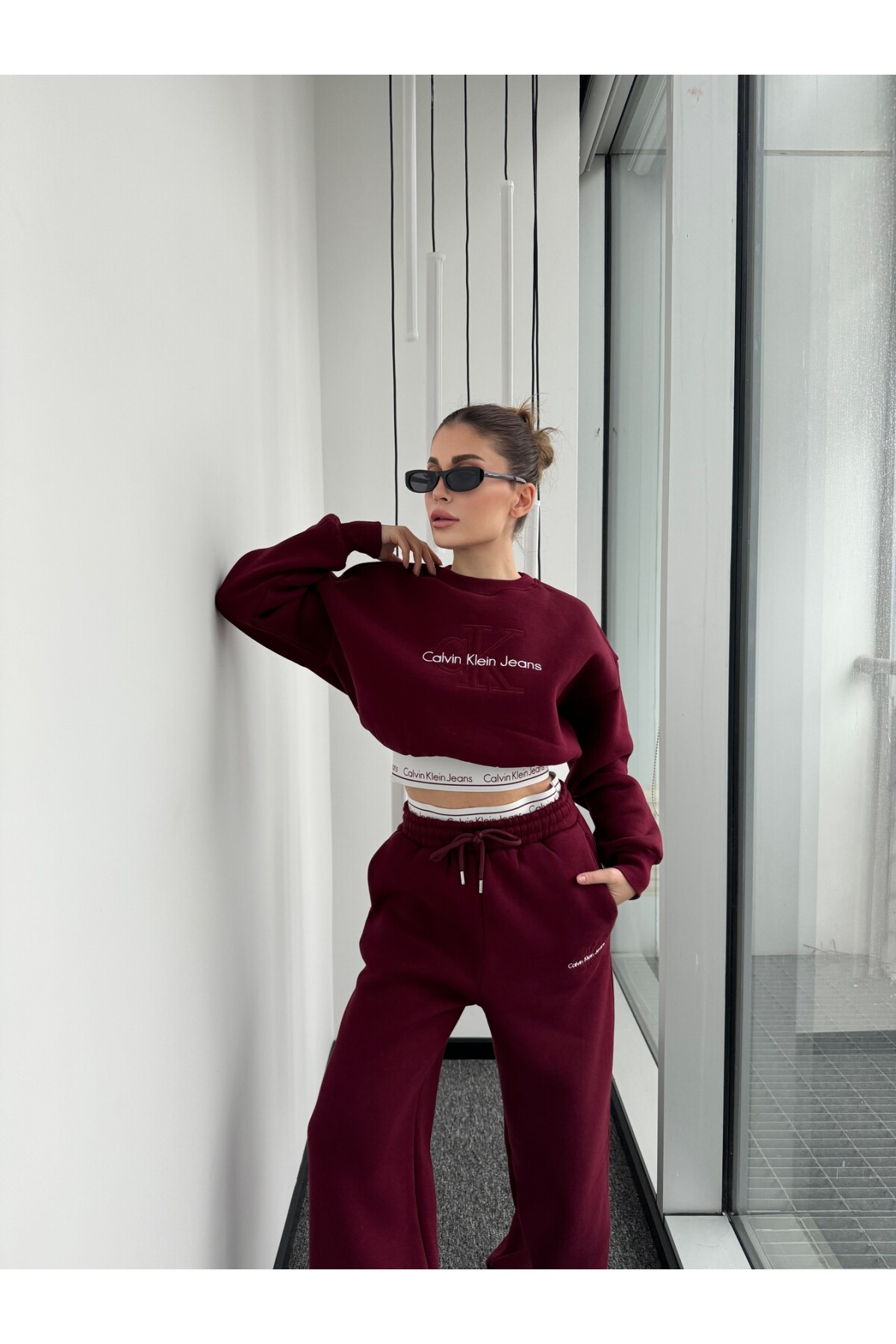 Kadın Bordo Marka Model 3 iplik eşofman takımı
