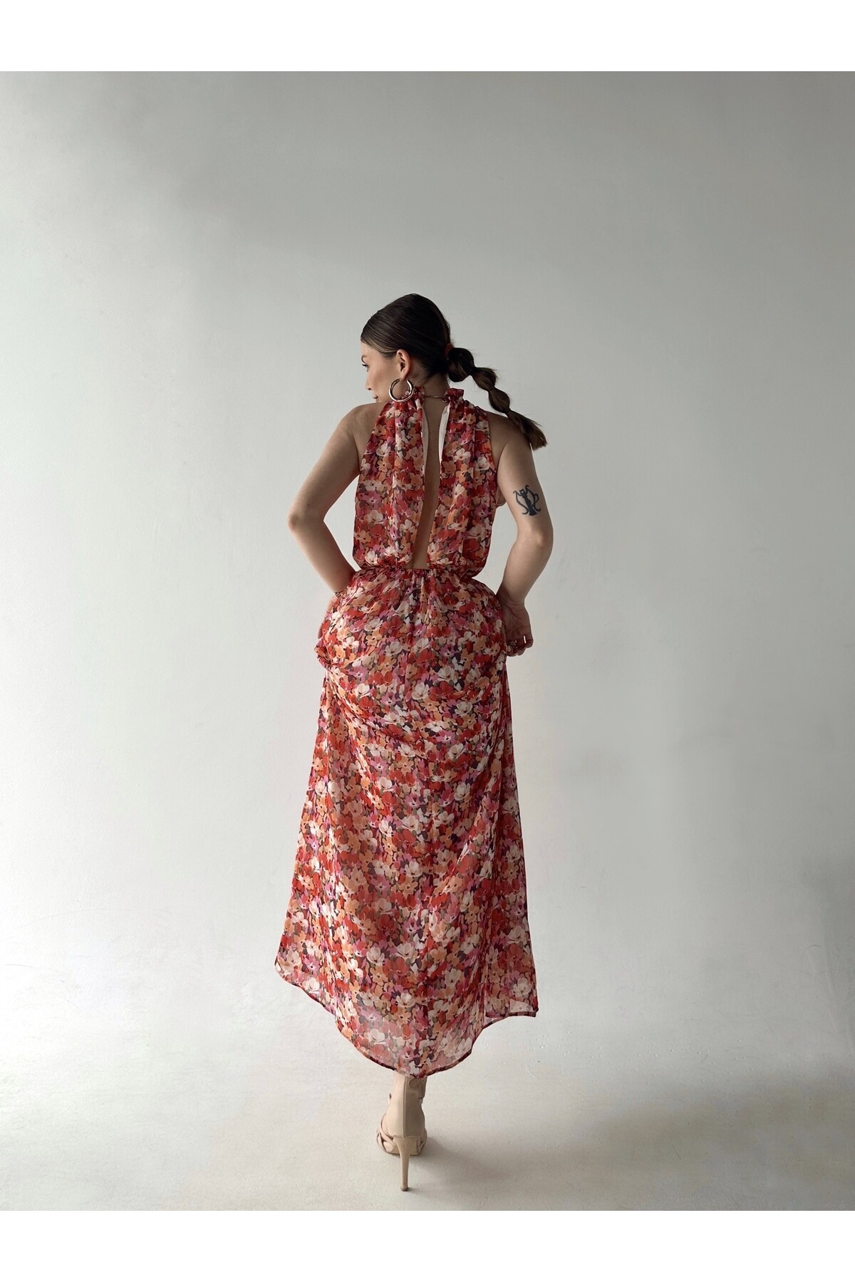 Kadın Çiçek Desenli Astarlı Elbise