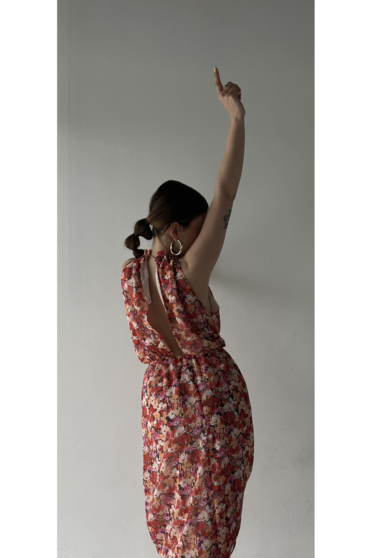 Kadın Çiçek Desenli Astarlı Elbise