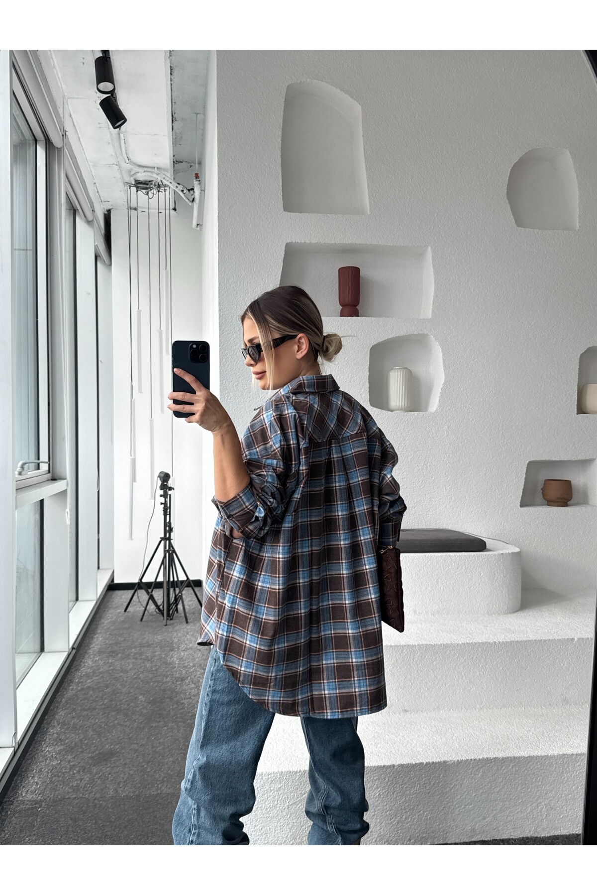 Kadın Ekose Desenli Oduncu Gömlek