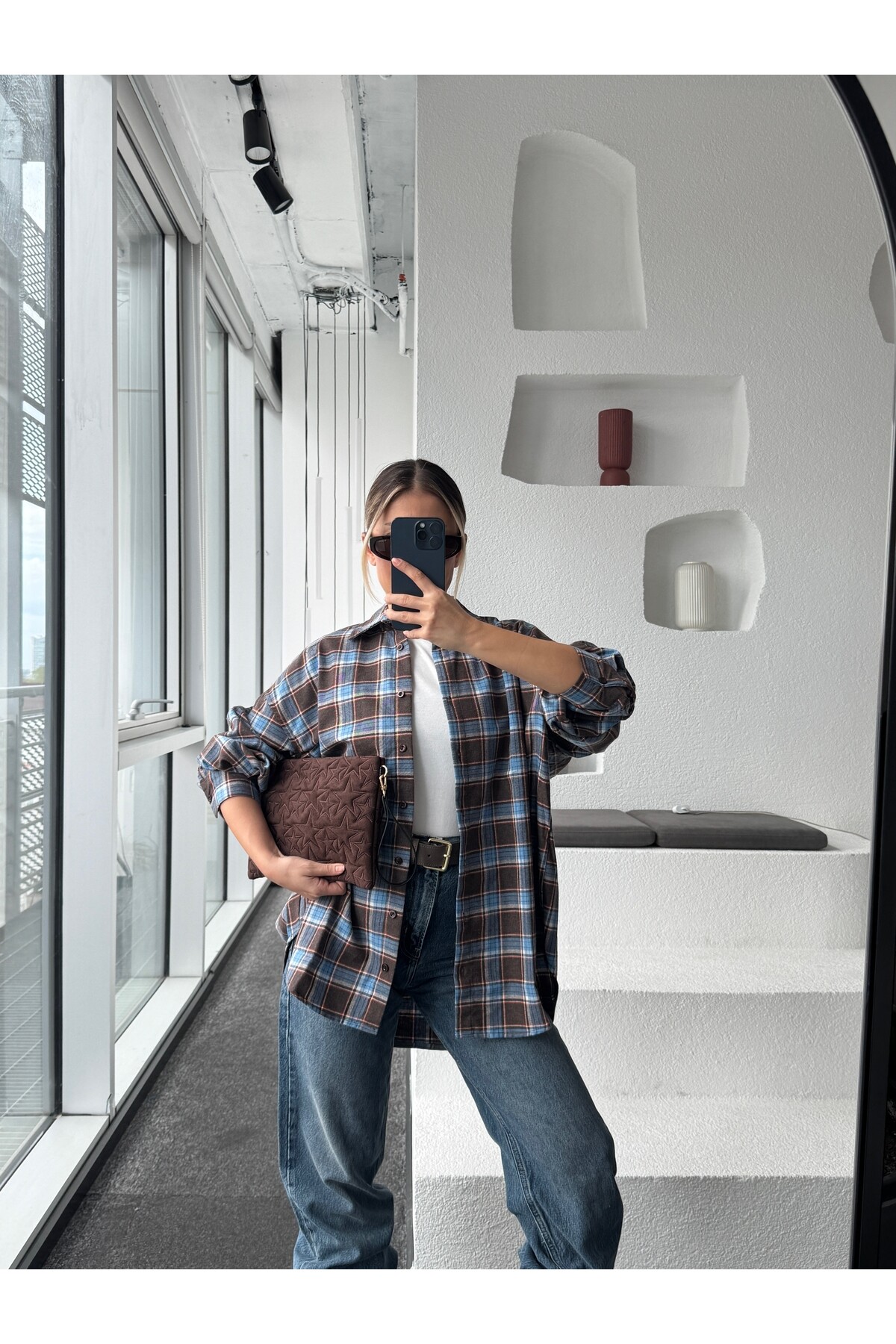 Kadın Ekose Desenli Oduncu Gömlek