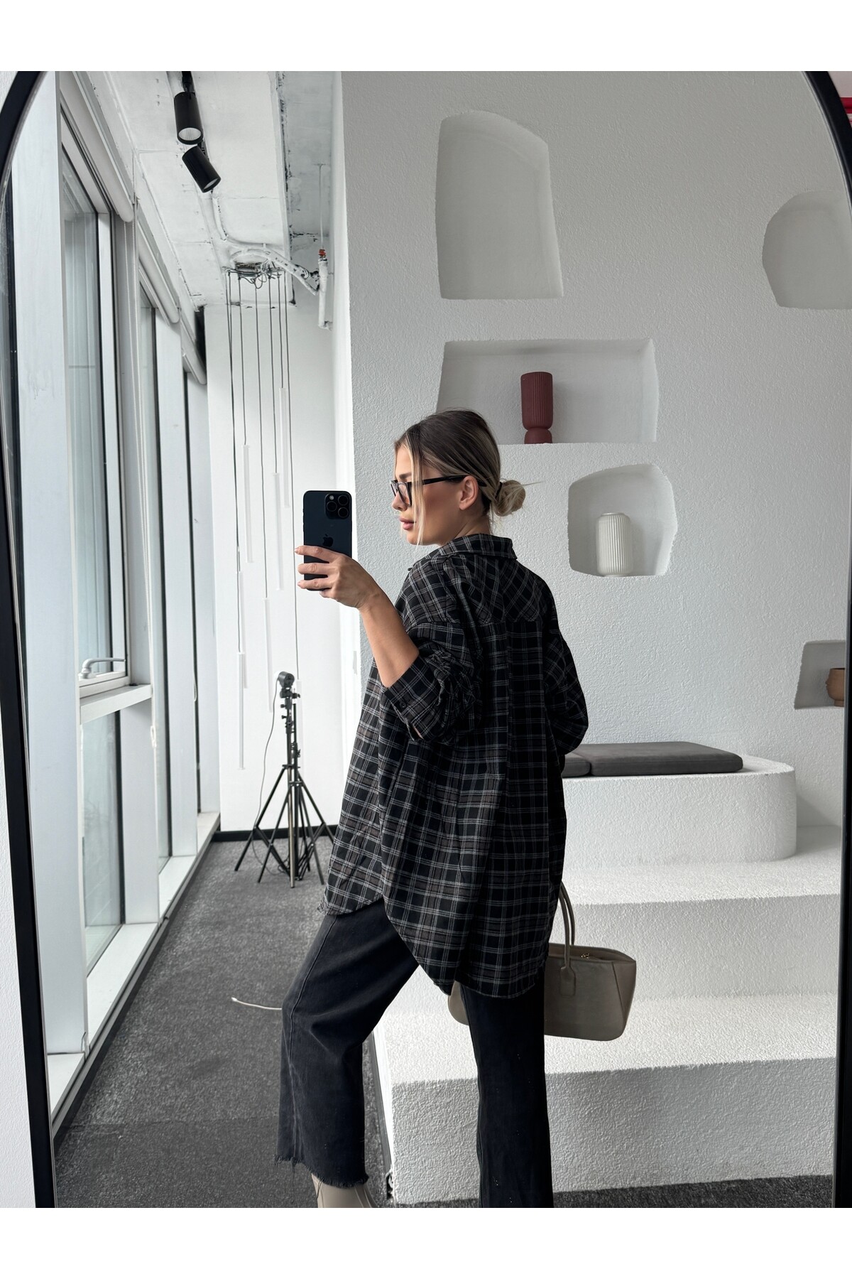 Kadın Ekose Desenli Oduncu Gömlek