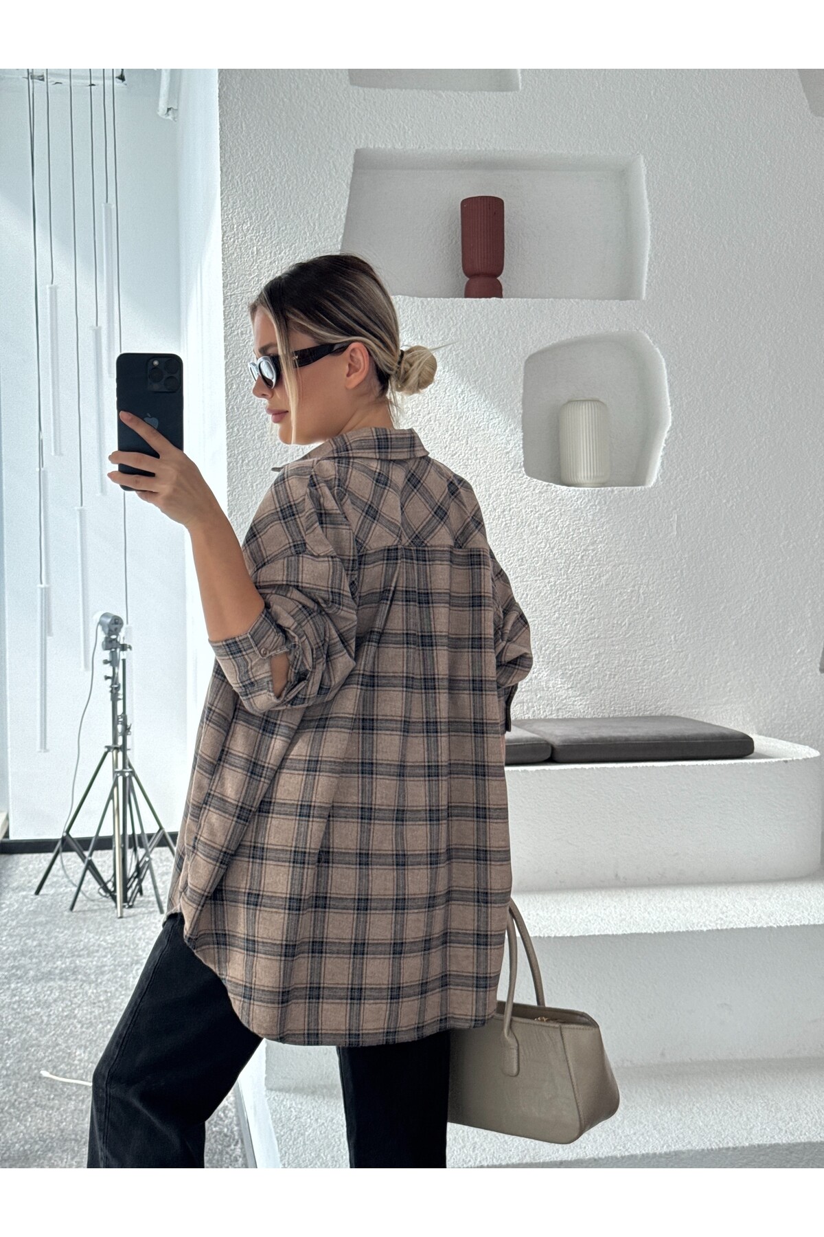 Kadın Ekose Desenli Oduncu Gömlek