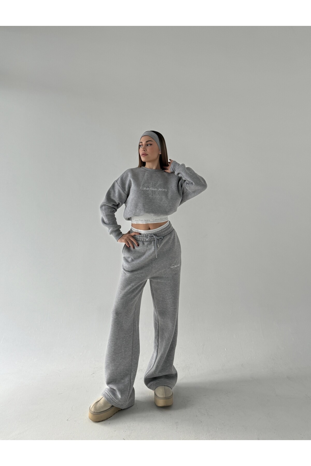 Kadın Gri Marka Model 3 iplik eşofman takımı