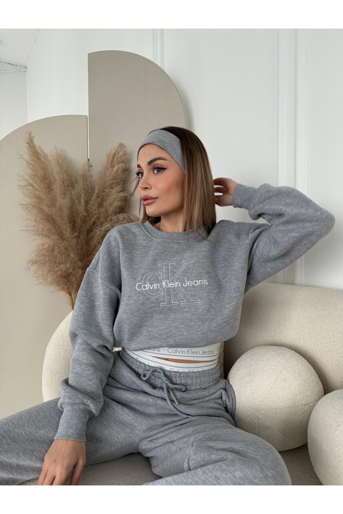 Kadın Gri Marka Model 3 iplik eşofman takımı