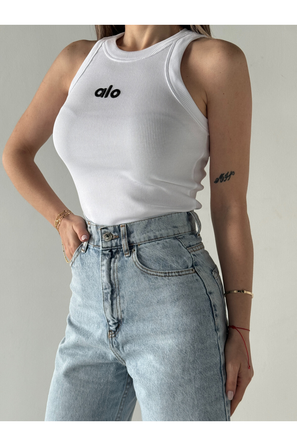 Kadın High Waist Paçaları Katlamalı Jean