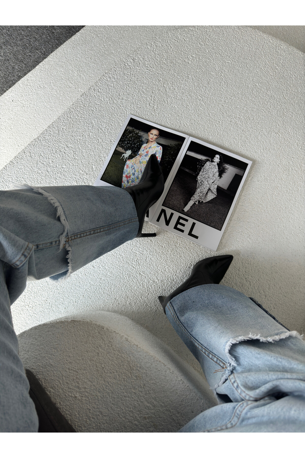 Kadın High Waist Paçaları Katlamalı Jean