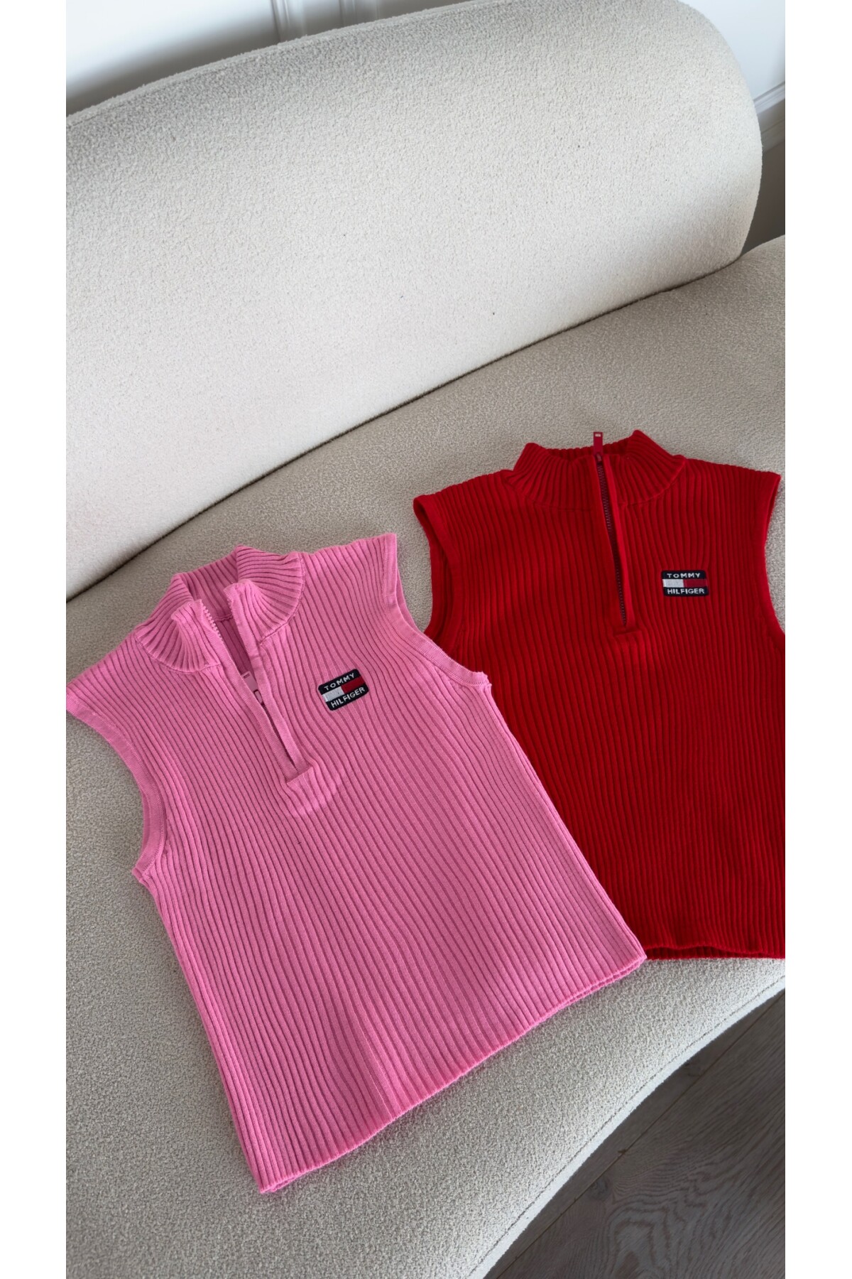 Kadın Kırmızı Marka Model Fermuarlı Triko Bluz