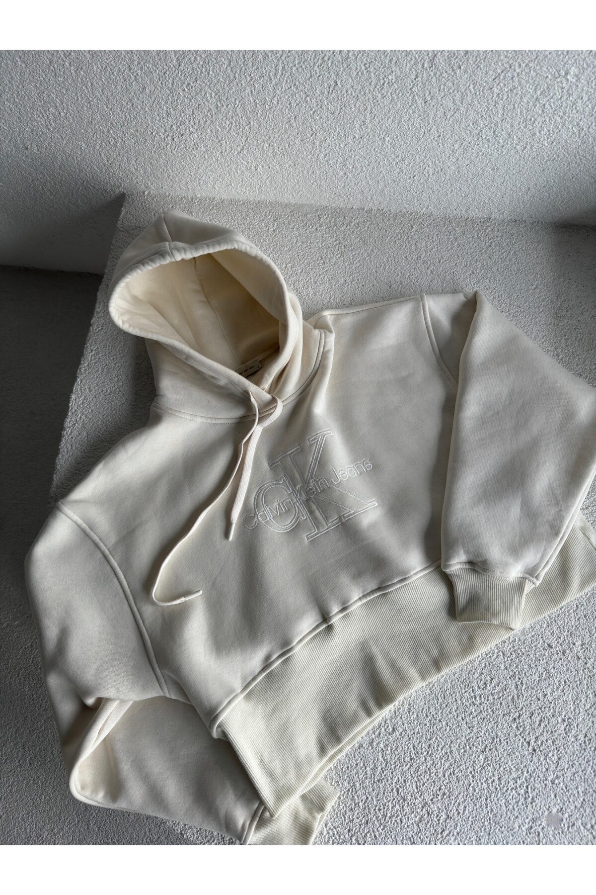 Kadın Krem marka model şardonlu kapüşonlu sweatshirt