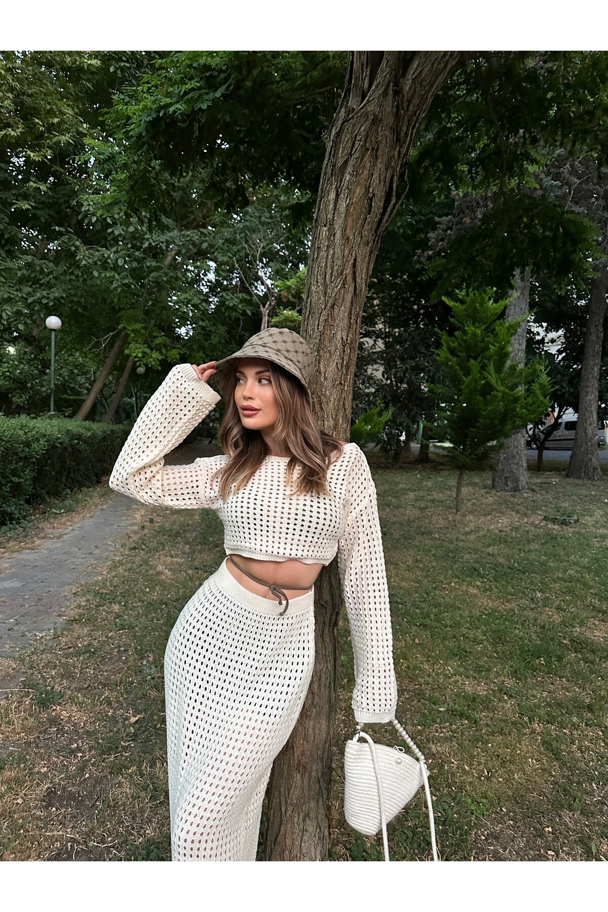 Kadın Krem Ajurlu Alt Üst Takım