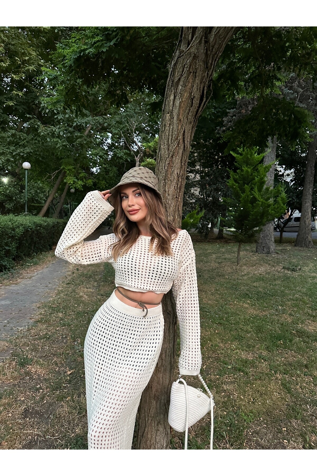 Kadın Krem Ajurlu Alt Üst Takım