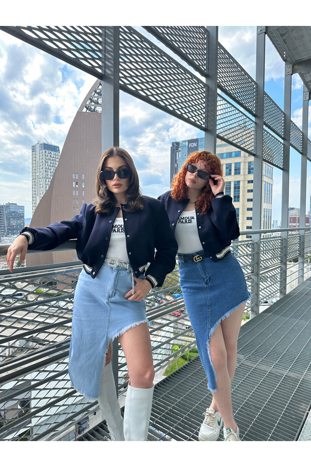 Kadın Lacivert Astarlı Beli Lastikli Bomber Mevsimlik Ceket