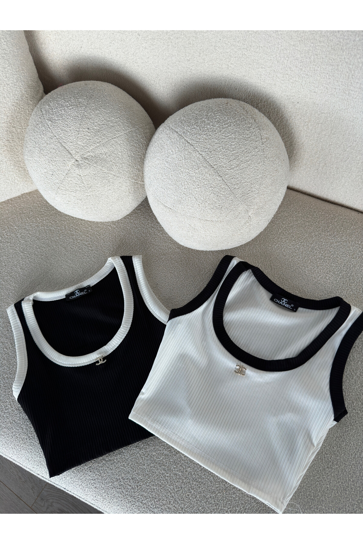 Kadın Marka Muadil Fitilli Crop Atlet Bluz