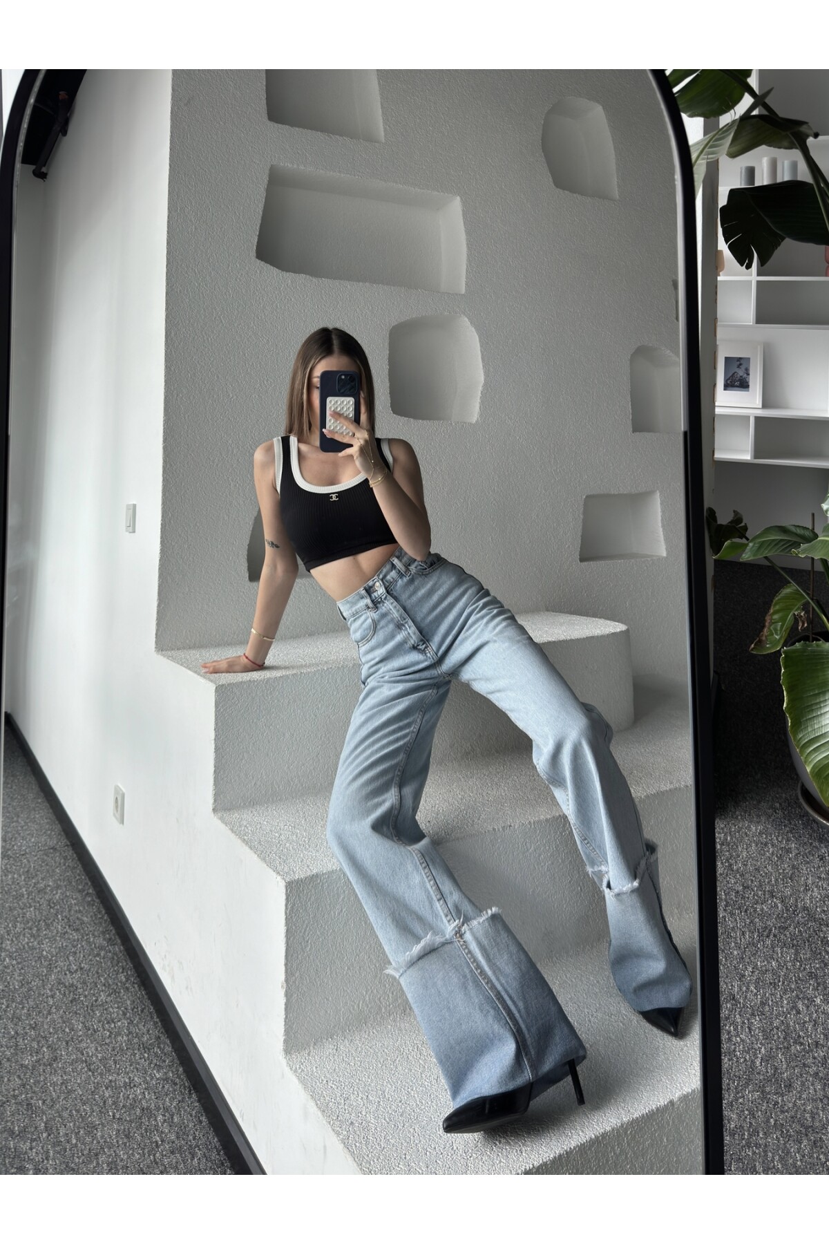 Kadın Marka Muadil Fitilli Crop Atlet Bluz