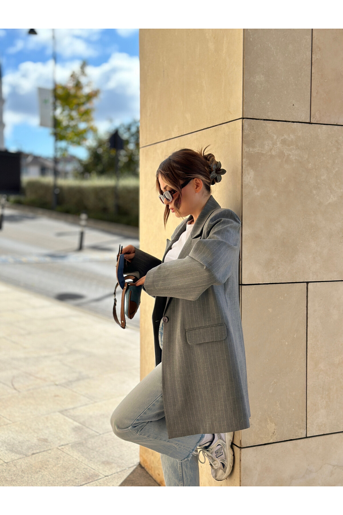 Kadın Gri Basic Astarlı Blazer Ceket