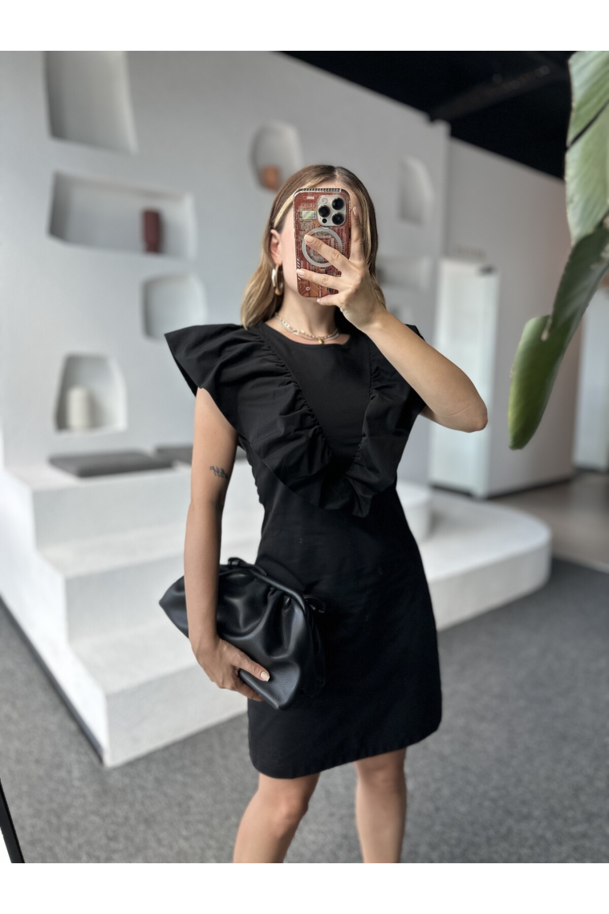 Kadın Siyah Orjinal Marka Volanlı Elbise