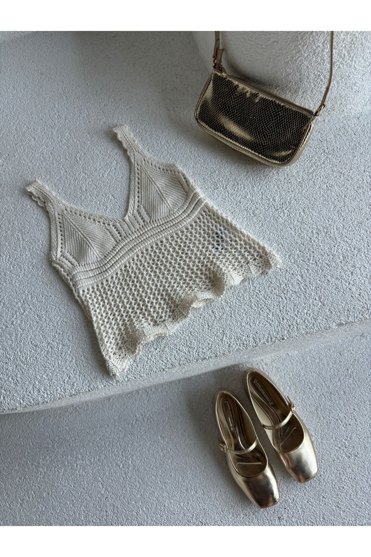 Kadın Taş Askılı Triko Örme Bluz