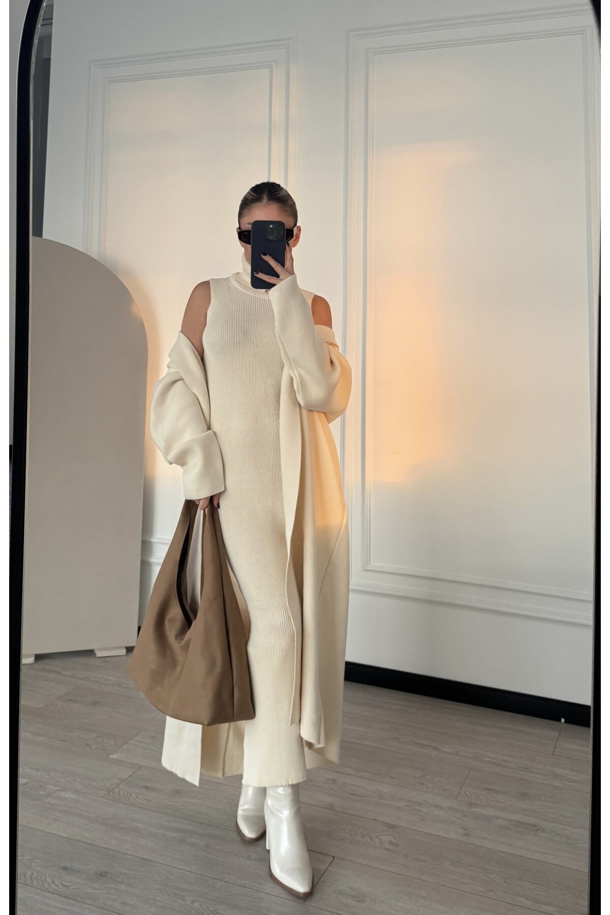 Kadın Uzun Hırka Elbise İkili Takım