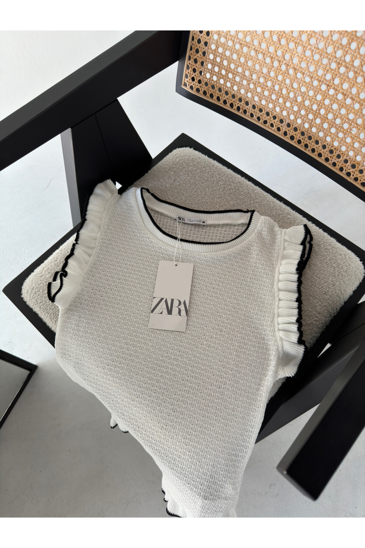 Kadın Volanlı Orjinal Marka Selanik Örgü Bluz