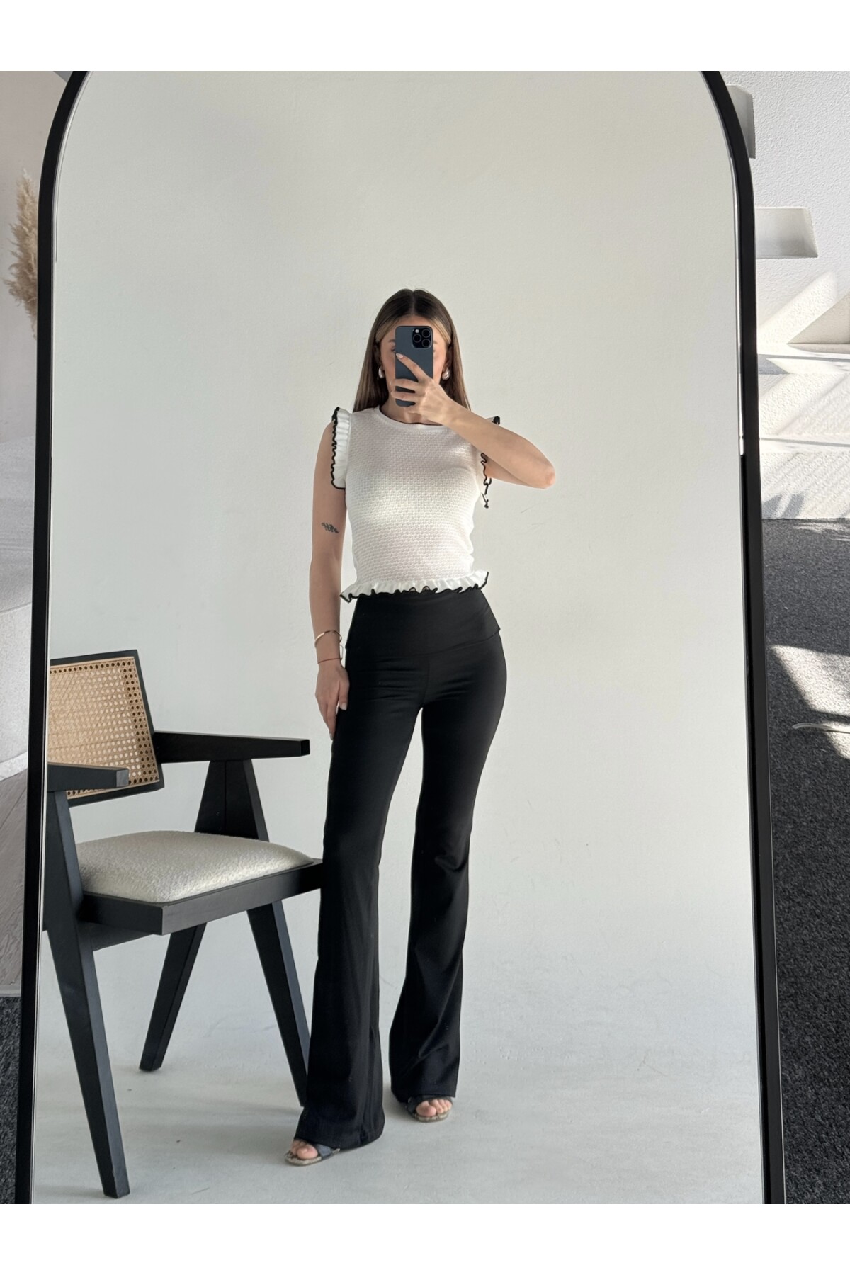 Kadın Volanlı Orjinal Marka Selanik Örgü Bluz