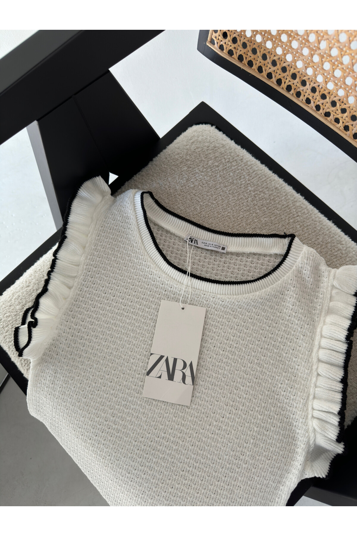 Kadın Volanlı Orjinal Marka Selanik Örgü Bluz