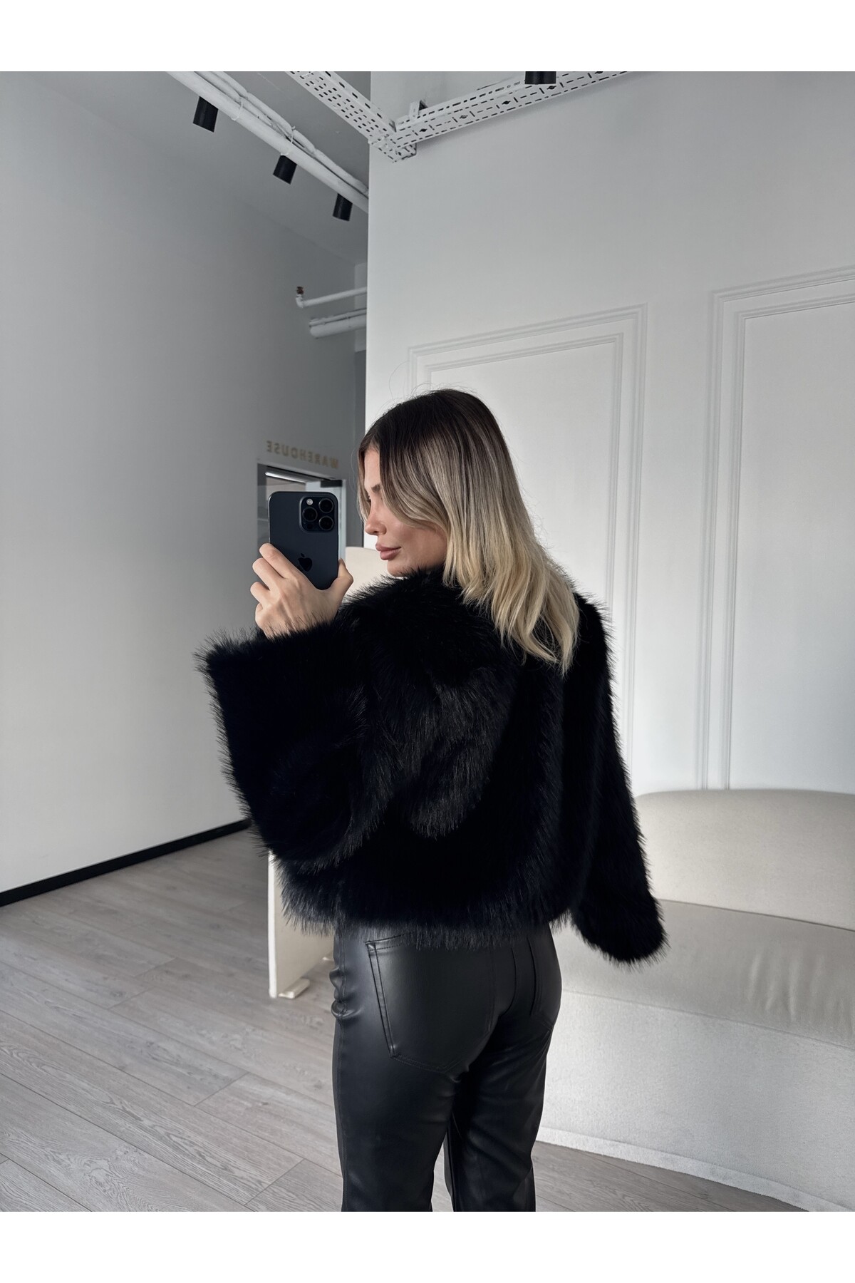 Premıum Siyah Kısa Kürk