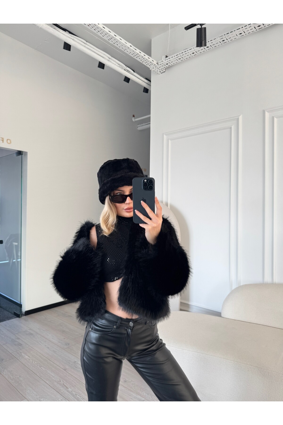 Premıum Siyah Kısa Kürk