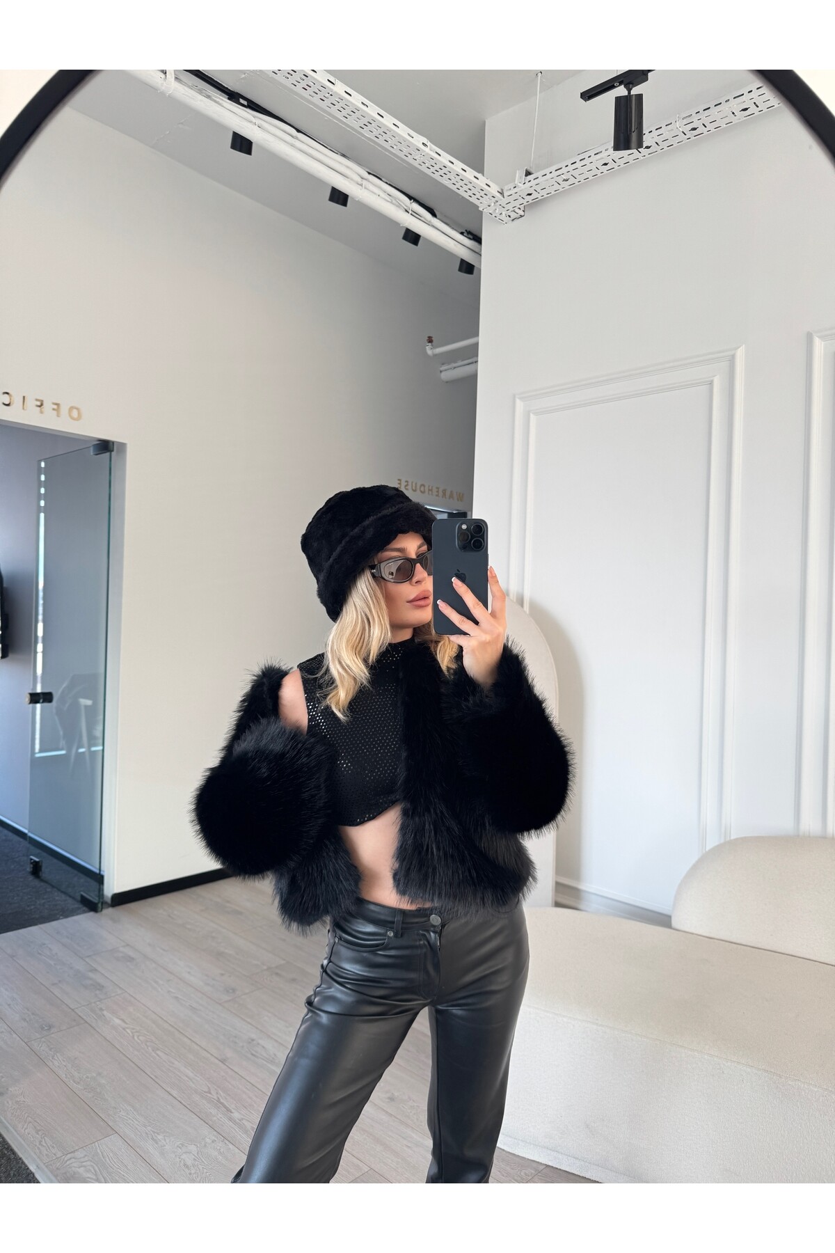 Premıum Siyah Kısa Kürk