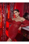 Hills Party Collectıon Kırmızı Ayarlanabilir Omuz Detaylı Elbise