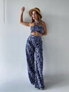 Kadın Desenli Palazzo Pantolon Büstiyer Takım 