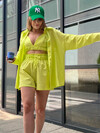 Kadın Neon Sarı Poplin 3lü Takım Fosfor Sarı