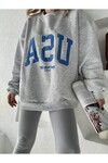 Kadın Oversize 3 İplik Şardonlu Sweatshirt  Gri