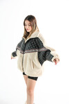 Kadın Oversize Yarım Deri Kapitoneli Peluş Mont Krem