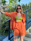 Kadın Turuncu Jakarlı Şortlu Takım 