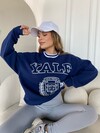 Kadın Yarım Balıkçı Yaka Şardonlu Nakışlı 3iplik Sweatshirt 