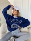 Kadın Yarım Balıkçı Yaka Şardonlu Nakışlı 3iplik Sweatshirt 